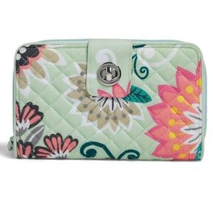 Vera Bradley Mint Flowers Turn Lock Wallet